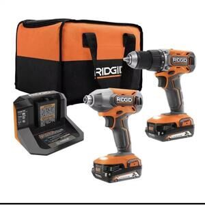 RIDGID 18V Cordless 2-Tool Combo Kit with Drill/Driver, Impact Driver, (2) 2.0